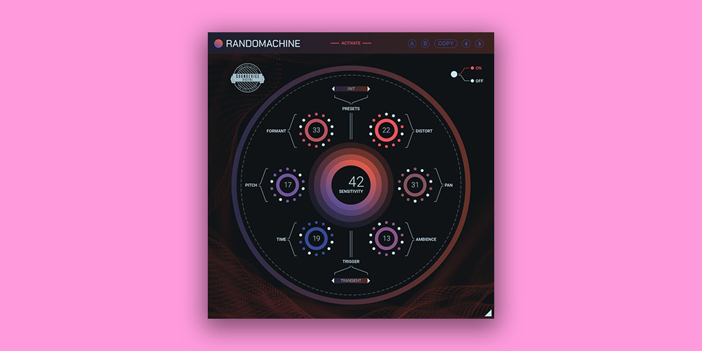 United Plugins「Randomachine」コピペ・ループの機械的単調さを瞬時に破壊する6エフェクト・ランダマイザー！ピッチ・パノラマ・タイムオフセット自動変化によるリアル・アライブなサンプル変換を実現｜DTMプラグインセール