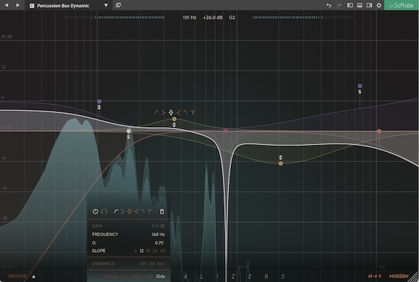 Softube「Equalizers」カラフル・ドラッガブル・カーブとダイナミック・バンドで直感操作を極限追求！M/S・L/R個別チャンネル制御と周波数アナライザー搭載の次世代イコライザー・プラットフォーム｜DTMプラグインセール