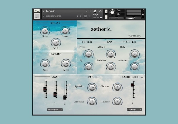 Iamlamprey「Aetheric」映像・ゲーム・アンビエントに最適な環境音×多機能オシレーターで広がる音の世界！幻想的で深みのあるサウンドを簡単に作れるKontakt専用パッド音源｜DTMプラグインセール