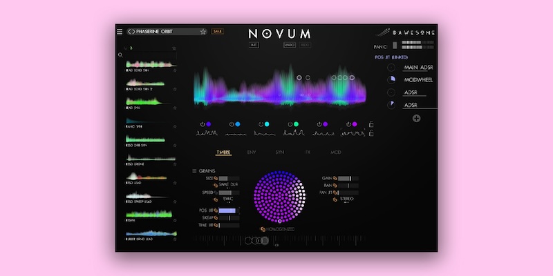 Tracktion「Dawesome Novum」1つのサンプルを6つの独立レイヤーに分解する革命的音響テクノロジー！プリズムが光を分光するように音色と時間軸ダイナミクスを自在に操る次世代クリエイティブ・サンプリング・ユニバース｜DTMプラグインセール
