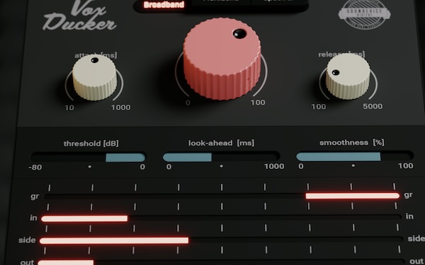 United Plugins「VoxDucker」動画制作者、ポッドキャスター、放送業界、オーディオブック制作者必携！人間の声とバックグラウンド音楽を瞬時にミックスする3モード自動ダッキング・プラグイン