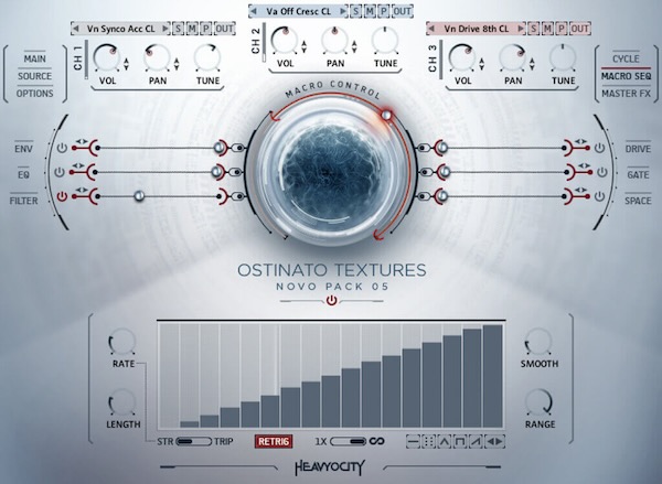 Heavyocity「NOVO Ostinato Textures」ムーブメントとエモーションが出会う場所で生まれた、ソロバイオリン・ビオラ・チェロの緻密なオスティナート・パフォーマンスを完全収録したHeavyocity流シネマティック・サウンドデザイン・ストリングス音源｜DTMプラグインセール