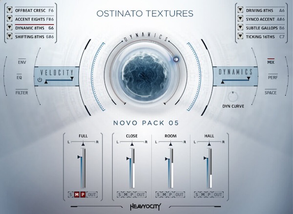 Heavyocity「NOVO Ostinato Textures」ムーブメントとエモーションが出会う場所で生まれた、ソロバイオリン・ビオラ・チェロの緻密なオスティナート・パフォーマンスを完全収録したHeavyocity流シネマティック・サウンドデザイン・ストリングス音源｜DTMプラグインセール