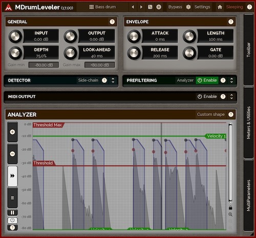 MeldaProduction「MDrumLeveler」ドラム・パーカッシブ素材専用設計の革命的イベントベース・プロセッサー!従来のダイナミクス処理とは一線を画す透明性でドラムヒット・レベライジング、リーケージ除去、エンベロープ・シェイピングを実現する次世代ドラム・パフォーマンス改善ツール|DTMプラグインセール