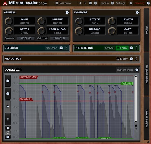 MeldaProduction「MDrumLeveler」ドラム・パーカッシブ素材専用設計の革命的イベントベース・プロセッサー!従来のダイナミクス処理とは一線を画す透明性でドラムヒット・レベライジング、リーケージ除去、エンベロープ・シェイピングを実現する次世代ドラム・パフォーマンス改善ツール|DTMプラグインセール
