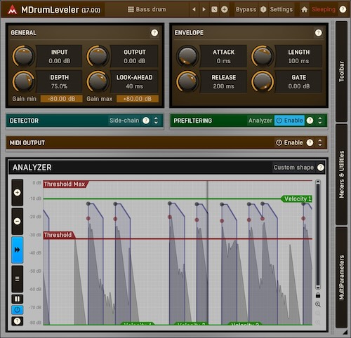 MeldaProduction「MDrumLeveler」ドラム・パーカッシブ素材専用設計の革命的イベントベース・プロセッサー!従来のダイナミクス処理とは一線を画す透明性でドラムヒット・レベライジング、リーケージ除去、エンベロープ・シェイピングを実現する次世代ドラム・パフォーマンス改善ツール|DTMプラグインセール