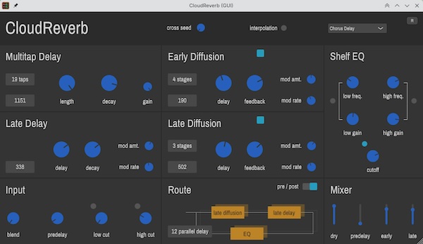 Xunil-Cloud「CloudReverb」80年代の名機を彷彿とさせる残響空間!CloudSeedエンジンをJUCEで完全再構築した無料の高性能アルゴリズム・リバーブ|DTMプラグインセール