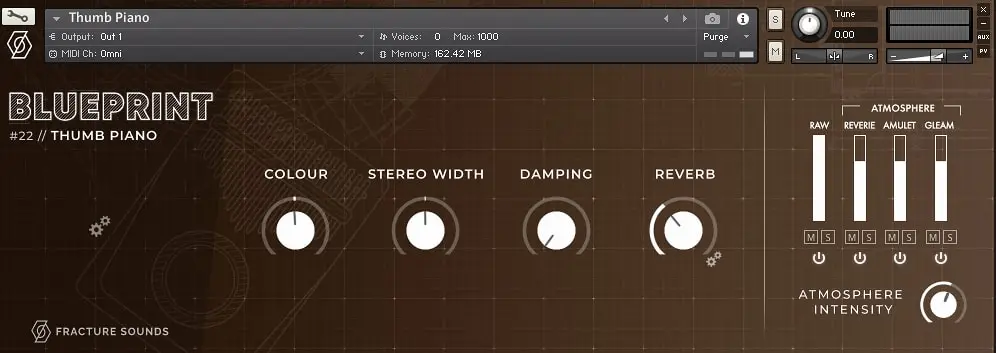 FRACTURE SOUNDS「Blueprint: Thumb Piano」小さな親指ピアノから生まれる無限の音楽表現!カリンバ特有の柔らかく心地よい響きと、幻想的で深みを与える3種類のレイヤーを直感的にコントロールできる、アンビエントからポップスまで幅広く活躍する万能音源|DTMプラグインセール