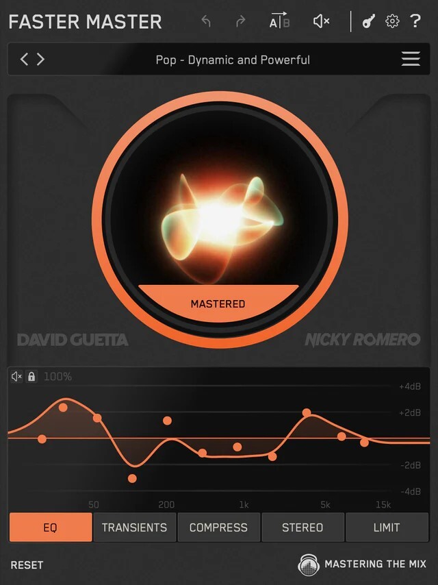 Mastering The Mix「FASTER MASTER」EQ、コンプ、リミッターまで自動で仕上げる!10種類のスマートプリセットで一気に完成度95%まで到達する話題のマスタリングプラグイン|DTMプラグインセール