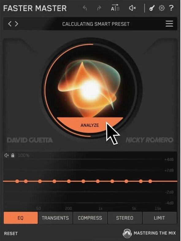 Mastering The Mix「FASTER MASTER」EQ、コンプ、リミッターまで自動で仕上げる!10種類のスマートプリセットで一気に完成度95%まで到達する話題のマスタリングプラグイン|DTMプラグインセール
