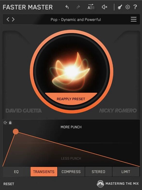 Mastering The Mix「FASTER MASTER」EQ、コンプ、リミッターまで自動で仕上げる!10種類のスマートプリセットで一気に完成度95%まで到達する話題のマスタリングプラグイン|DTMプラグインセール