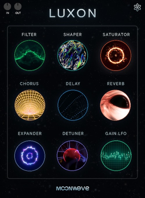 Moonwave FX「Luxon Multi-Effect Module」フィルターやリバーブ、ディレイまで網羅!9種類のエフェクトを直感操作、Atomic Randomizationで新しいサウンドを生み出す万能マルチエフェクト|DTMプラグインセール