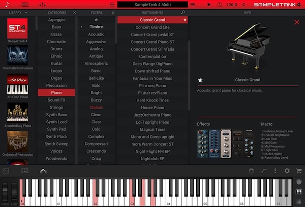 IK Multimedia「SampleTank 4」100GB超の膨大なサウンドライブラリと70種類以上の高品質エフェクトを搭載し、作曲・アレンジ・ミックス・ライブまで音楽制作のすべてをカバーする総合音源ワークステーション|DTMプラグインセール