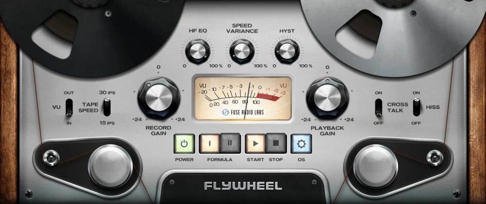 Fuse Audio Labs「FLYWHEEL Reel-To-Reel Tape」リール・トゥ・リール録音システムの美しい不完全性を凝縮！サチュレーションからヒステリシスまで一つのインターフェースで実現する究極のテープエミュレーション｜DTMプラグインセール