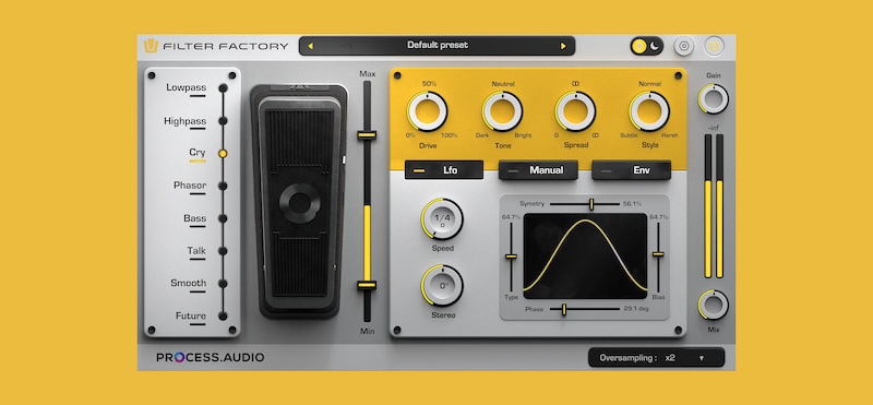 PROCESS.AUDIO「Filter Factory」クリエイティブフィルターの決定版！8種類のフィルタータイプとフレキシブルモジュレーションで実現する、テクスチャーとモーションを自在に操る次世代サウンドデザインツール｜DTMプラグインセール