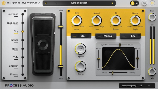 PROCESS.AUDIO「Filter Factory」クリエイティブフィルターの決定版！8種類のフィルタータイプとフレキシブルモジュレーションで実現する、テクスチャーとモーションを自在に操る次世代サウンドデザインツール｜DTMプラグインセール