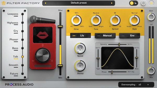 PROCESS.AUDIO「Filter Factory」クリエイティブフィルターの決定版！8種類のフィルタータイプとフレキシブルモジュレーションで実現する、テクスチャーとモーションを自在に操る次世代サウンドデザインツール｜DTMプラグインセール