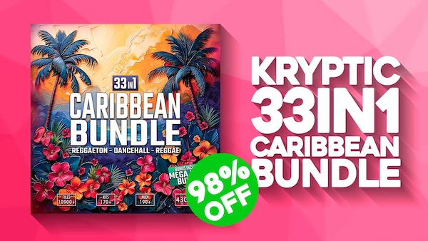 Kryptic Samples「CARIBBEAN BUNDLE 33IN1」43GB・全10900ファイル収録！トラックメイカー・ビートメーカーにとって欠かせない、Dancehall、Reggaeton、Latin系ジャンルを一気に網羅できる、情熱的な南国サウンドパック｜DTMプラグインセール
