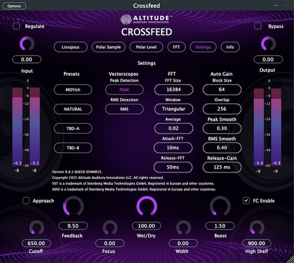 Altitude Audio「CROSSFEED」ヘッドフォンリスニングが一気に快適になる!ヘッドフォンで音が頭の中に定位する不自然さを解消し、スピーカーのような自然な広がりを再現する無料プラグイン|DTMプラグインセール