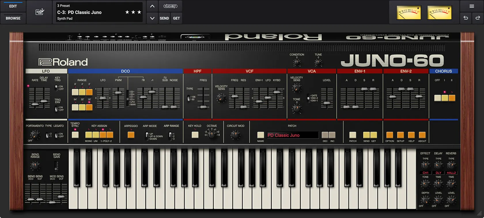 Roland「JUNO-60」80年代サウンドの女王が現代に降臨！ACB技術で完全再現されたファット&パンチーなアナログシンセサイザーの決定版｜DTMプラグインセール