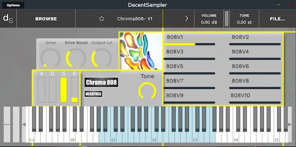 Necatuss「Chroma 808 - Lite」TrapやHipHop制作に欠かせない低音を進化させる！歪みと揺らぎを加えた独自の808ベースサウンドを無料で楽しめるDecent Sampler専用ライブラリ｜DTMプラグインセール