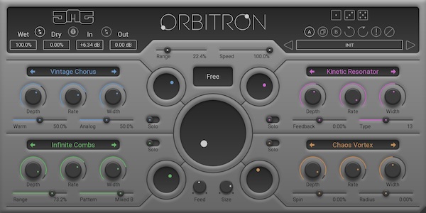 United Plugins「Orbitron」モジュレーション革命！退屈な単一エフェクトから解放、4つのモジュレーションエフェクト間を流麗にクロスフェードして各小節に異なる表情を創出する革新的マルチFXプラグイン｜DTMプラグインセール