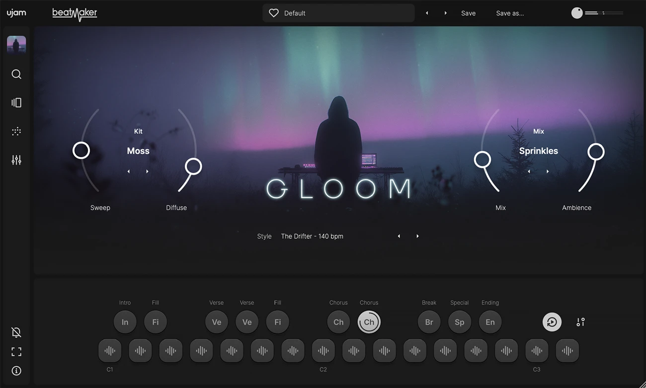 UJAM「Beatmaker Gloom」空間重視のビートメイカー！支配的でない微細リズム要素による官能的テクスチュア創造、ミニマル・アンビエント・プロダクションで空間と余白を生かすサウンドデザインの新境地｜DTMプラグインセール