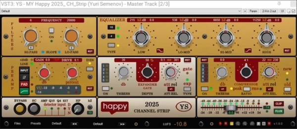 YS Plugins「YS - My Happy Channel Strip_v.1.0.0」軽快な動作、細かい調整が可能な操作性、クロスプラットフォーム対応！有名機材のエッセンスをベースに設計された、Windows/Mac対応の無料チャンネルストリッププラグイン｜DTMプラグインセール