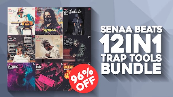 Senaa Beats「12in1 Trap Tools Bundle」制作スピードとクオリティを同時に高める！トラップ、ドリル、R&Bまで幅広いジャンルに対応できる、890種類のWAVループ・105のワンショット・130のMIDIを収録した万能サンプルパック｜DTMプラグインセール