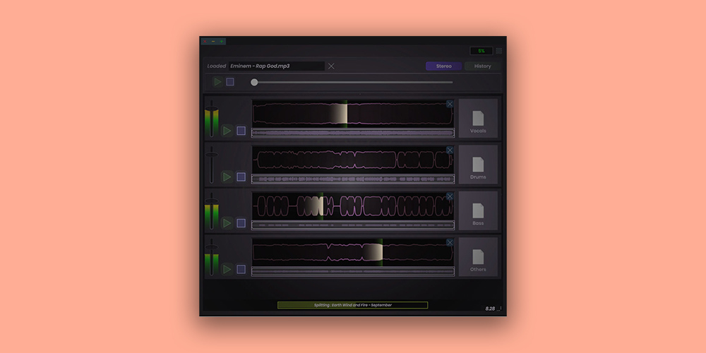 Stagecraft「Simple Stems」リミックス制作・DJプレイ・カラオケ音源作成まで幅広く活躍！AIが曲を瞬時に分解し、ボーカル・ベース・ドラム・その他のパートを自由に取り出せる革新的ツール｜DTMプラグインセール