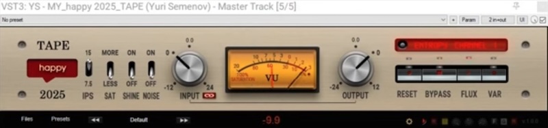 YS Plugins「YS - My Happy Tape_v.1.0.0」デジタル音源にアナログテープ特有の温かみや自然な歪みを加える、無料テープシミュレータプラグイン|DTMプラグインセール