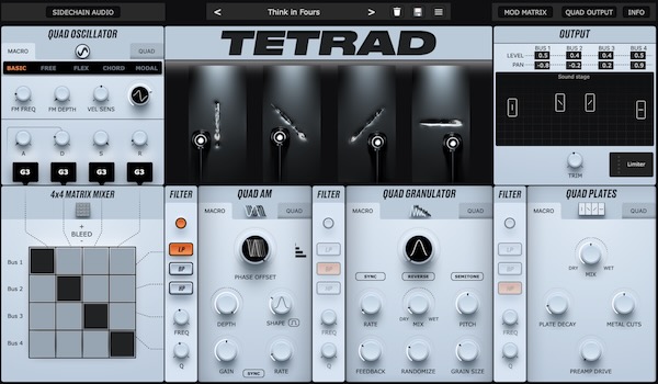 Physical Audio「Tetrad」彫刻的サウンドデザインの没入体験！物理モデリング×グラニュラー・シンセシス融合による、ユニーク・クアッド・バス・シグナルチェーン搭載ハイブリッド・インストゥルメント｜DTMプラグインセール