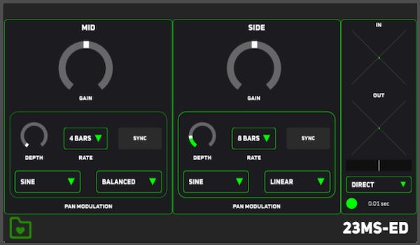 23DSP「23MS-ED - Mid/Side Encoder/Decoder」ボーカルを前に出し、低音を安定させ、広がりのある立体的なサウンドを実現する無料ステレオプラグイン｜DTMプラグインセール