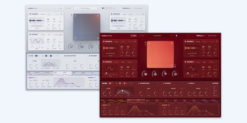 Excite Audio「Evolve Bundle」温かみのあるビンテージ音色を持つVelvetと、幻想的かつインダストリアルなメタリックサウンドを奏でるAlloyを収録し、ライブでも制作でも活躍する音源バンドル｜DTMプラグインセール