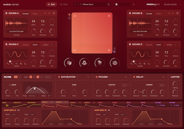 Excite Audio「Evolve Velvet」即座にプレイ可能でインスピレーショナルな音響体験！フェルト・ピアノの温もりから70's-80'sクラシック・シンセの魅力まで融合したノスタルジック・サウンド・デザイン｜DTMプラグインセール