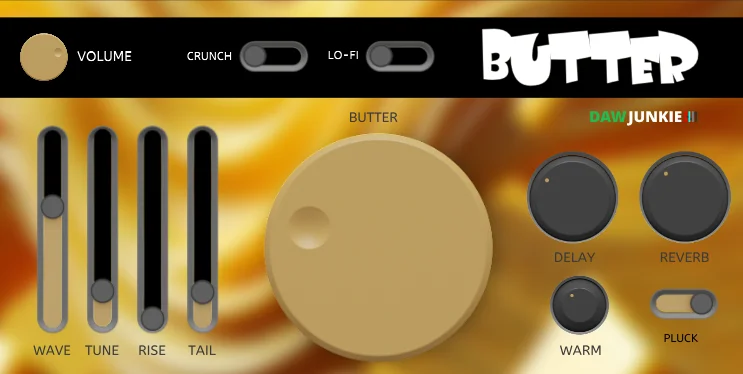 DAWJunkie「Butter Synth」無料とは思えないクリーミーで滑らかなサウンド、シンプルでわかりやすい操作性、軽量設計による快適な動作を兼ね備えた初心者から上級者まで使えるソフトシンセ｜DTMプラグインセール