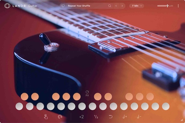 LANDR「LANDR Guitar」複数補完的ギターループ同時演奏の革新性！プロジェクト・テンポ・キー自動マッチングし、音楽理論・ギター知識不要で複数ギターパート同時ペア演奏による補完サウンド・アレンジメント・ライブ創造システム｜DTMプラグインセール