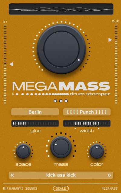 Karanyi Sounds「Megamass」弱々しいキックを一瞬で力強く変える!直感操作でプロ級の仕上がりが実現する、低域補強・立体感・空間演出までこなす万能ドラムFXプラグイン|DTMプラグインセール