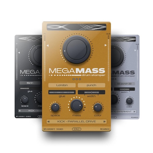 Karanyi Sounds「Megamass」弱々しいキックを一瞬で力強く変える!直感操作でプロ級の仕上がりが実現する、低域補強・立体感・空間演出までこなす万能ドラムFXプラグイン|DTMプラグインセール