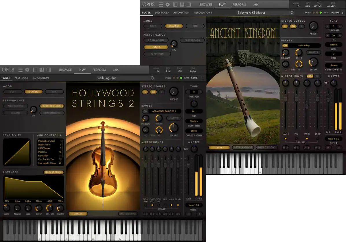 EASTWEST「Ancient Kingdom & Hollywood Strings 2 Bundle」民族楽器の原始的な響きと映画音楽クオリティのストリングスを同時に手に入れる！ファンタジー、歴史、民族、映画、オーケストラ、ゲーム音楽までカバーできるバンドル｜DTMプラグインセール