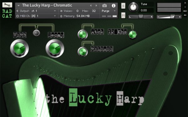 Bad Cat Samples「The Lucky Harp」繊細でリアルな演奏表現、6ベロシティ×6ラウンドロビンによる圧倒的な表現力と、美しく深い音色が広がるプロクオリティのケルティックハープ音源｜DTMプラグインセール