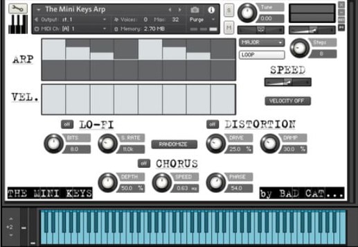 Bad Cat Samples「The Mini Keys」チップチューンからBGM制作、実験的サウンドデザインまで幅広く活躍！おもちゃキーボードをハイクオリティにサンプリングして生まれた8bitサウンド音源｜DTMプラグインセール