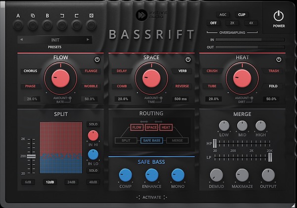 United Plugins「BassRift」ベースラインの存在感を根底から変える！低域と高域を巧妙に分離し、安定した土台を保ちながら上位周波数に魅力的なエフェクトを施すことで、EDMからヒップホップまであらゆるジャンルのミックスを支配するベース構築ツール｜DTMプラグインセール
