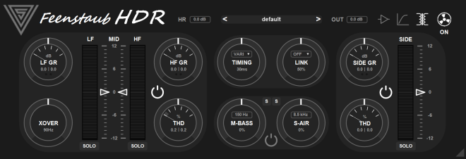 Variety of Sound「FeenstaubHDR」複雑なダイナミクス処理・Mid/Side制御・サチュレーションを同時に実現するステレオバスプロセッサー｜DTMプラグインセール