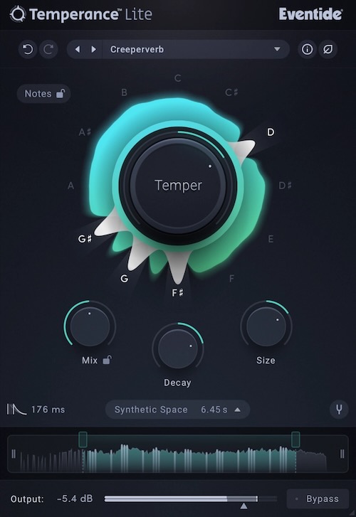Eventide「Temperance Lite」リバーブの常識を覆す！音楽の12音階を使って残響をコントロールし、ボーカルを際立たせ、楽器の濁りを抑え、アンビエントな空間演出やライブでのリアルタイム活用まで可能にする新世代プラグイン｜DTMプラグインセール