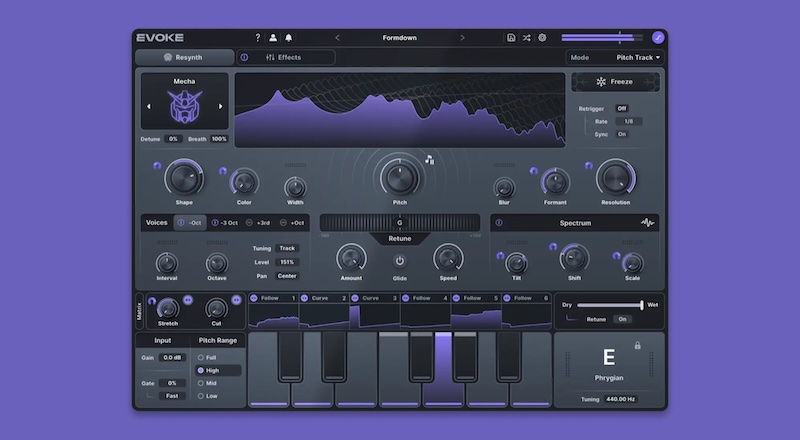 Minimal Audio「Evoke」ボーカル・リシンセシス技術により声の核となる特徴を操作し、リアルタイムで全く新しい信号を再構築することで、現代的で個性的かつ感情豊かなトラックを実現するハイパーモダン・ボーカル・エフェクト｜DTMプラグインセール
