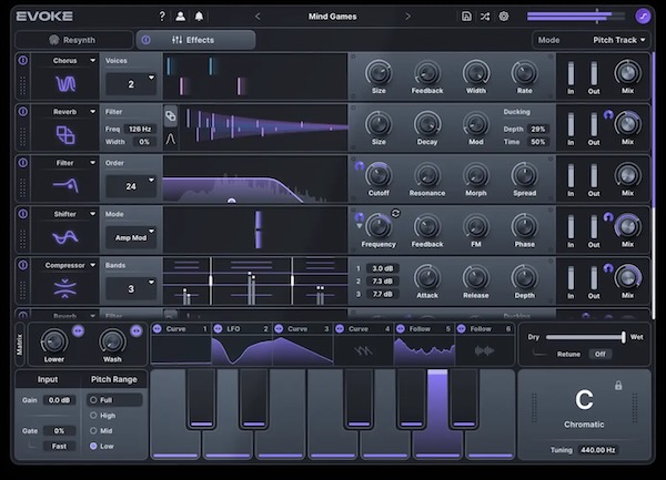Minimal Audio「Evoke」ボーカル・リシンセシス技術により声の核となる特徴を操作し、リアルタイムで全く新しい信号を再構築することで、現代的で個性的かつ感情豊かなトラックを実現するハイパーモダン・ボーカル・エフェクト｜DTMプラグインセール