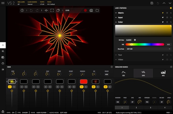 Imaginando「VS - Visual Synthesizer 2」音と映像がリアルタイムに融合！53種類のシェーダーと8レイヤー構成で無限の表現力が可能な、VSが実現するプロ仕様のオーディオリアクティブビジュアル｜DTMプラグインセール