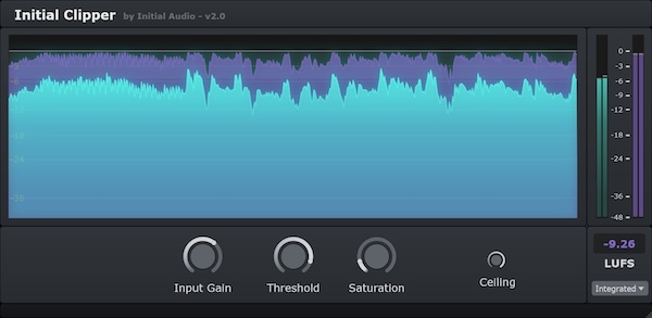 Initial Audio「Initial Clipper 2」音割れを防ぎながらラウドネスを最大化！倍音・ピーク・ラウドネスを自在に操れる、プロも納得する高性能ソフトクリッパー｜DTMプラグインセール