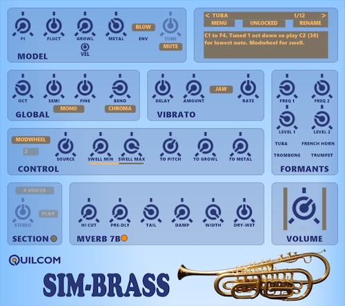 Quilcom「SIM-BRASS」本物のブラスを吹いているような臨場感！サンプル音源では味わえない“息づかい”と“音の表情”を再現するブラスシンセ｜DTMプラグインセール